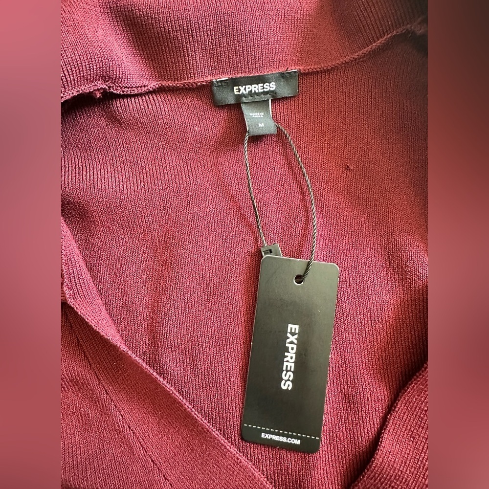 Express Maroon Collared Sweater Size Medium NWT - image 7